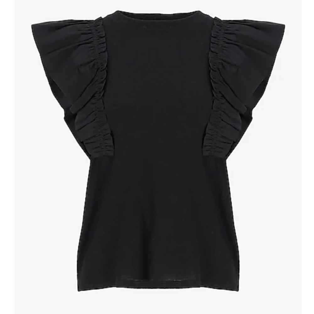 Express black Ruffled shoulders tee
